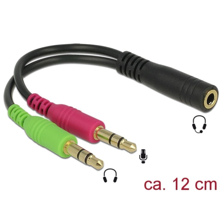 Delock Cabo Audio 1x 3.5 mm macho para 2 x 3.5 mm fêmea 