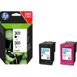 HP Conjunto Duplo de Tinteiros Originais 301 Preto/Tricolor 