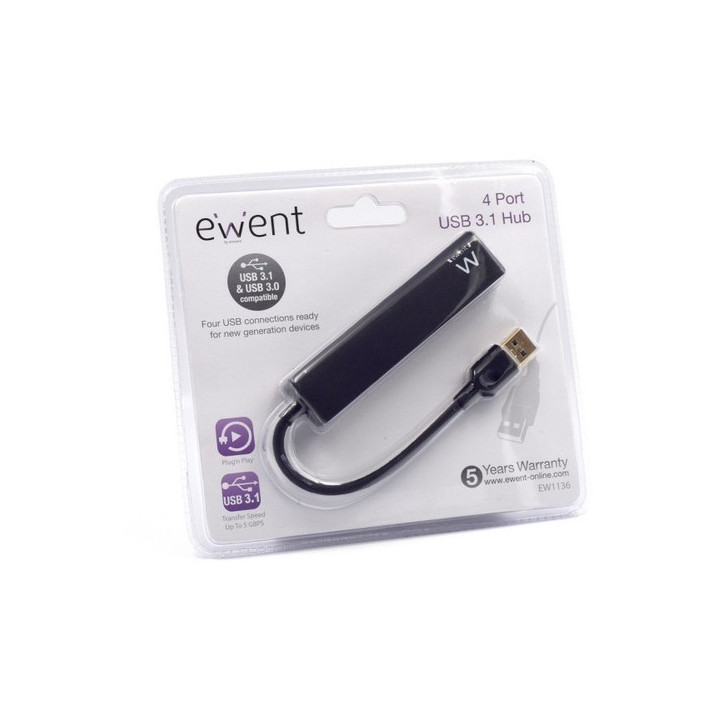 Ewent HUB 4 X USB 3.1 Preto