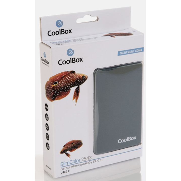 Coolbox Caixa p/ disco externo acabamento borracha Cinza 2.5P USB 3.0 