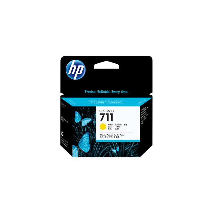 Conjunto Triplo de Tinteiros HP 711 Amarelo de 29 ml