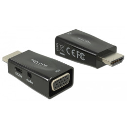 DeLock Adaptador HDMI-A Macho p/ VGA Fêmea c/ Áudio, Preto 
