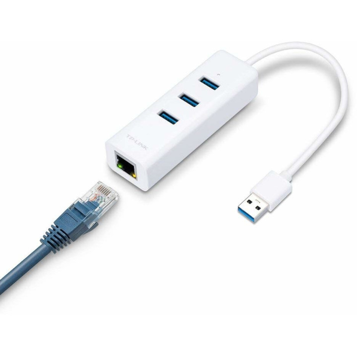 Placa de rede + Hub USB TP-Link 3-Port USB 3.0 + RJ45 Ethernet