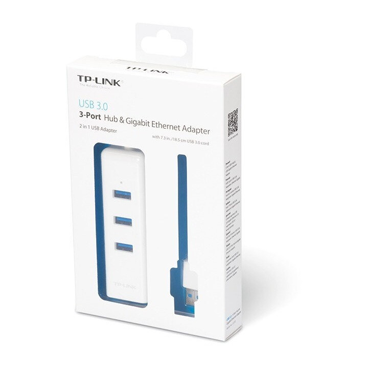 Placa de rede + Hub USB TP-Link 3-Port USB 3.0 + RJ45 Ethernet