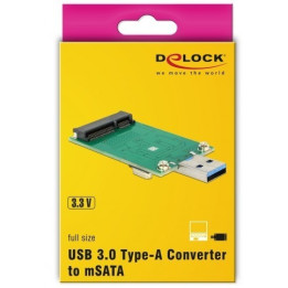 Delock Converter USB 3.0 Type-A male p/ mSATA full size 