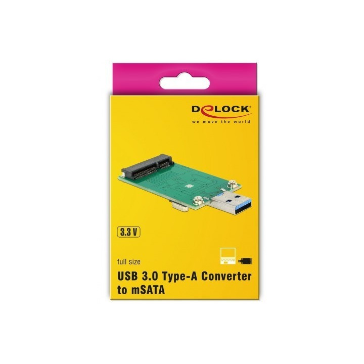 Delock Converter USB 3.0 Type-A male p/ mSATA full size 