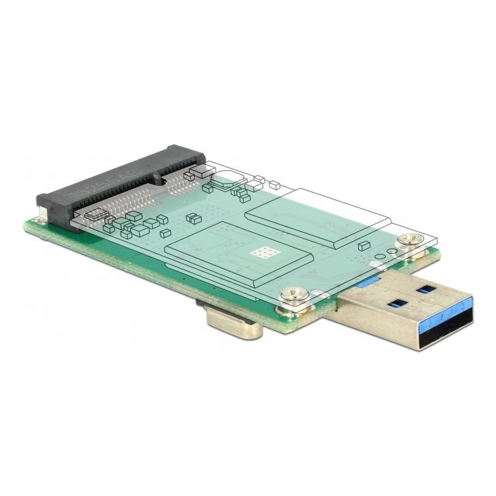 Delock Converter USB 3.0 Type-A male p/ mSATA full size 