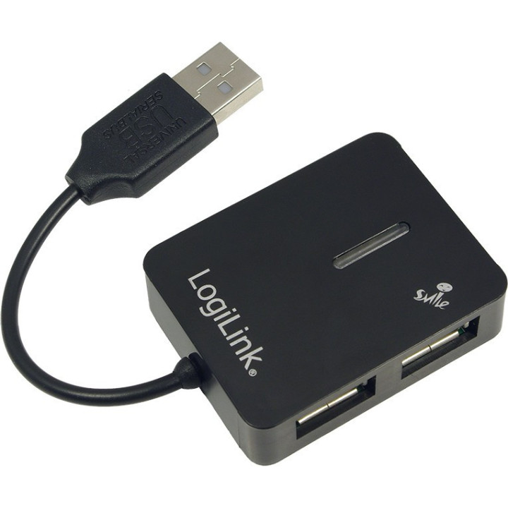 LogiLink® USB 2.0 Hub 4-Port, Smile, Black 