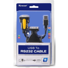 Viewcon Conversor USB a SERIE, tipo A/M-RS232 DB9/M DB25/M, Preto, 1,8m 