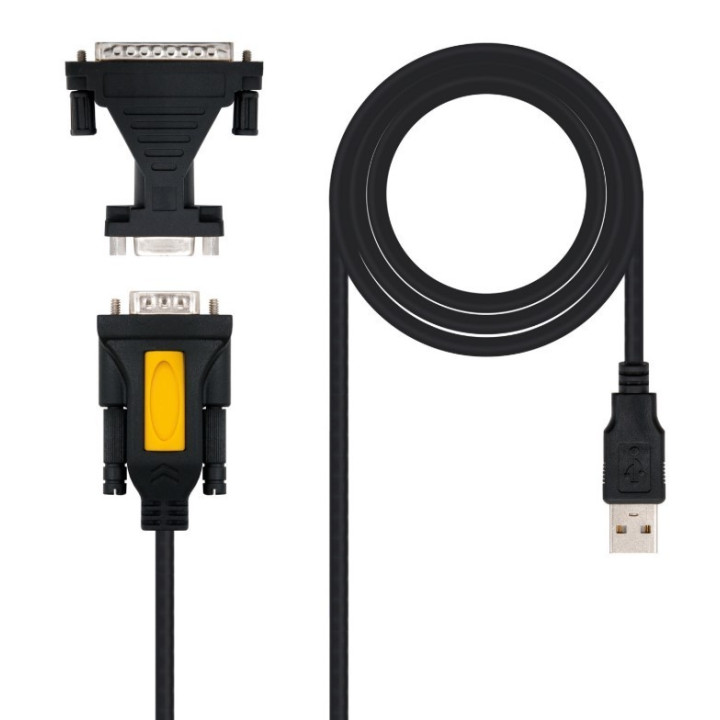 Viewcon Conversor USB a SERIE, tipo A/M-RS232 DB9/M DB25/M, Preto, 1,8m 