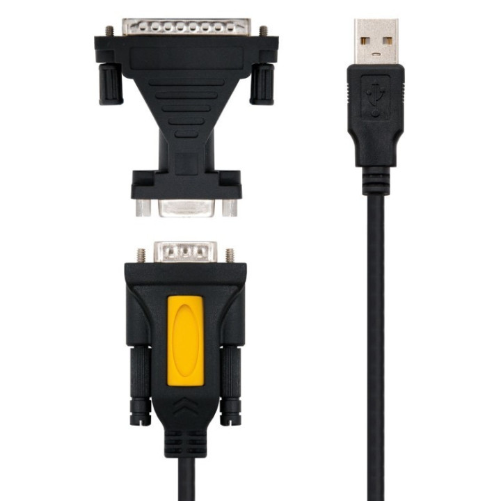 Viewcon Conversor USB a SERIE, tipo A/M-RS232 DB9/M DB25/M, Preto,