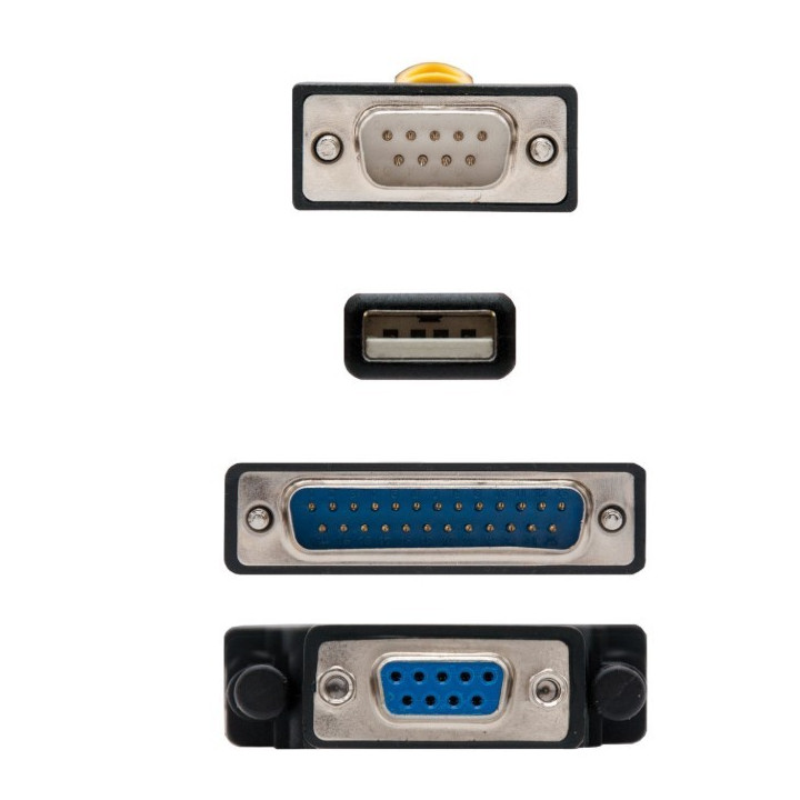 Viewcon Conversor USB a SERIE, tipo A/M-RS232 DB9/M DB25/M, Preto, 1,8m 