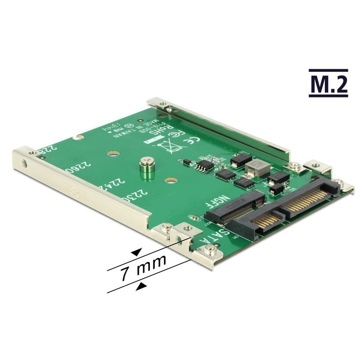 Delock 2.5? Converter SATA 22 pin p/ 1 x M.2 key B - 7 mm 