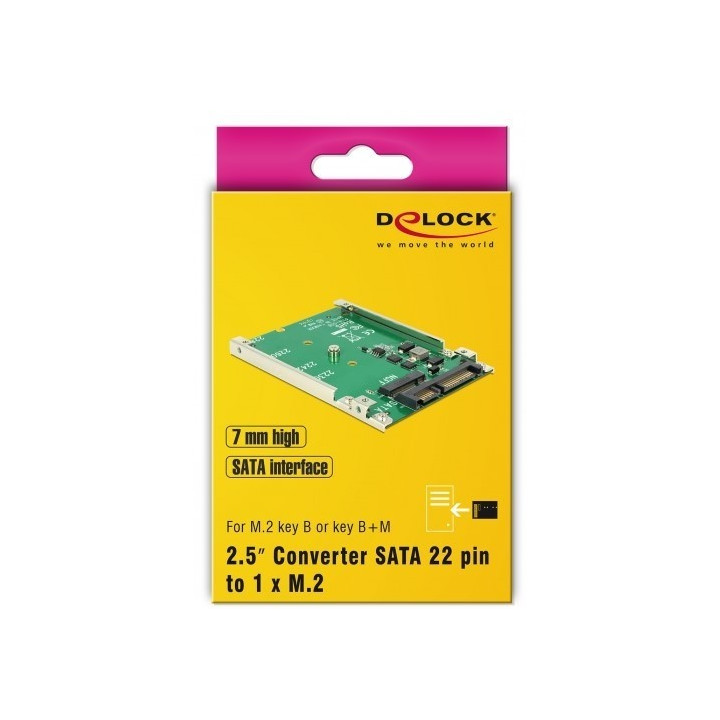 Delock 2.5? Converter SATA 22 pin p/ 1 x M.2 key B - 7 mm 