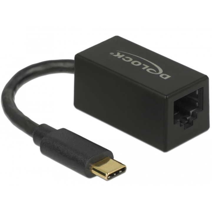 Placa de rede Delock Adapter SuperSpeed USB (USB 3.1 Gen 1) com USB Type-C™ mcho p/ Gigabit LAN Preto