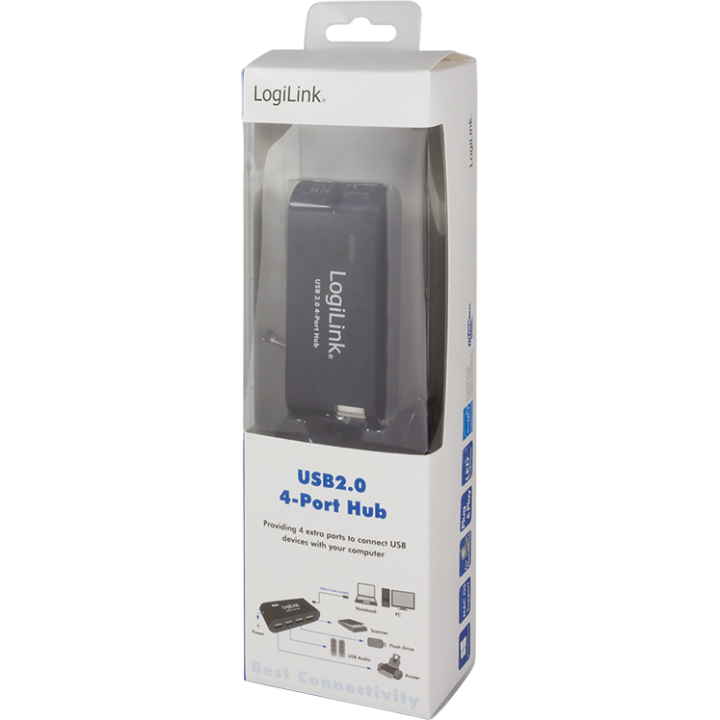 LogiLink® USB 2.0 Hub 4-Port com Fonte de Alimentação Preto