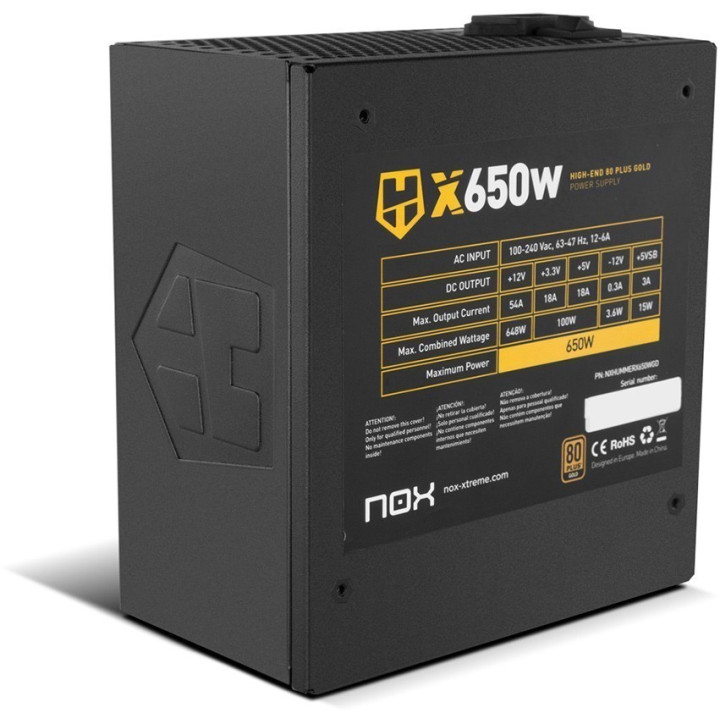 Nox HUMMER X Series MODULAR ATX PSU 650W 80+ GOLD 