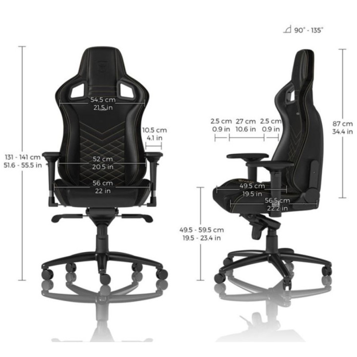 Cadeira Gaming Noblechairs EPIC PU Leather Preto / Dourado